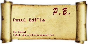 Petul Béla névjegykártya
